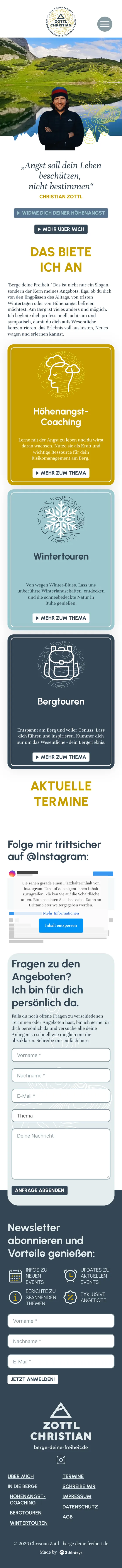 Full page of bergedeinefreiheit.de on a phone