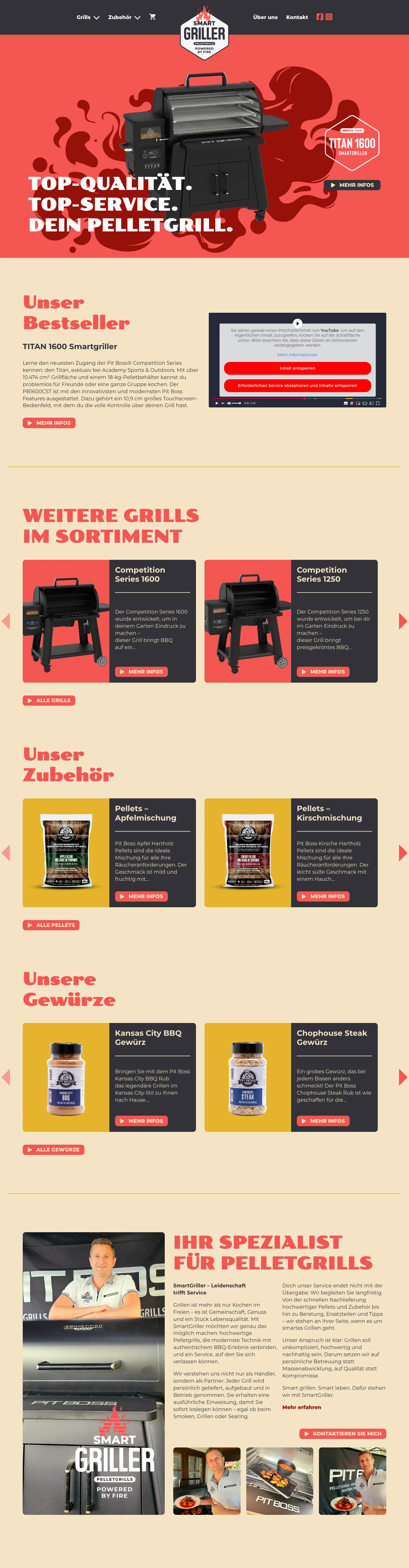 Full page of smartgriller.de at desktop width