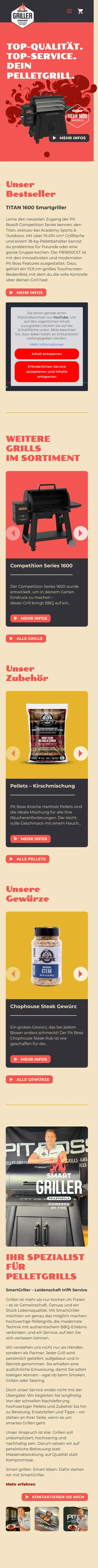 Full page of smartgriller.de on a phone