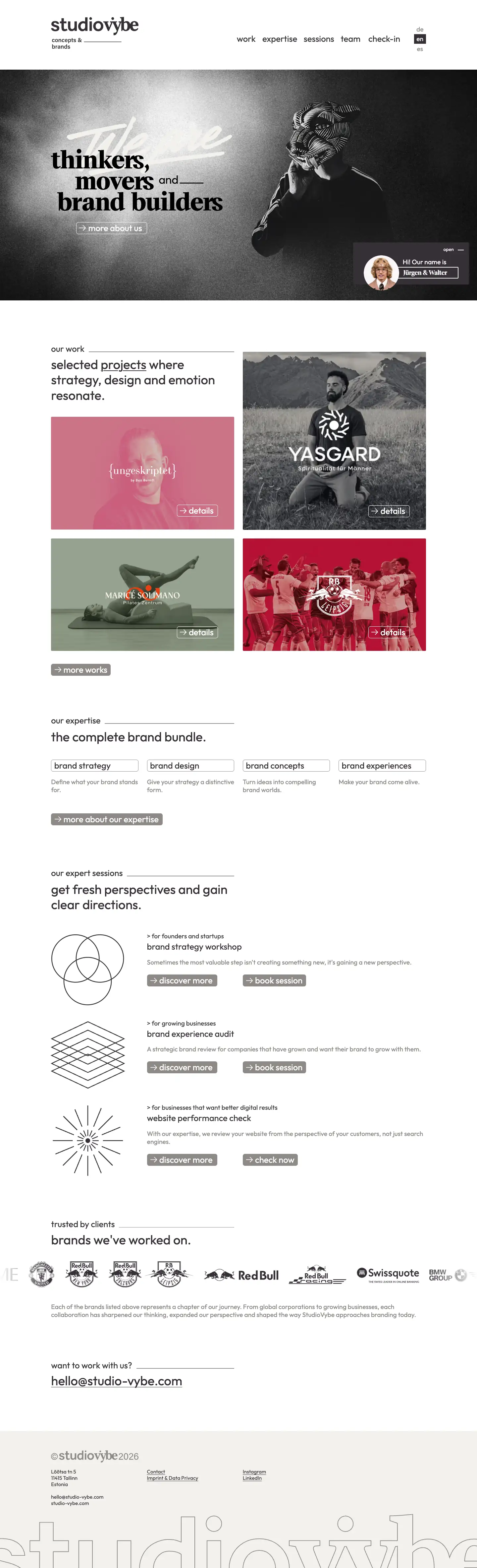 Full page of studio-vybe.com at desktop width